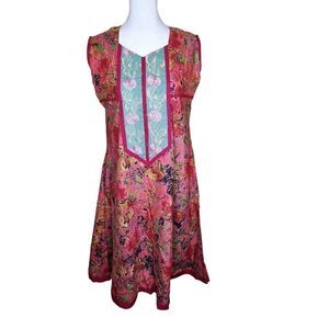 Vintage 90s Sleeveless Boho Sundress Womens Size XL Red Pink Floral
